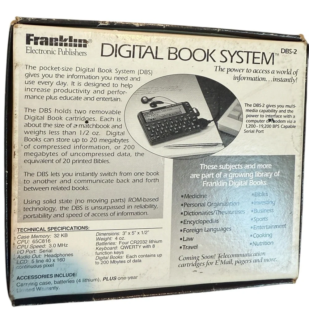 Franklin Vintage Electronic Digital Book System Dictionary Physicians Desk